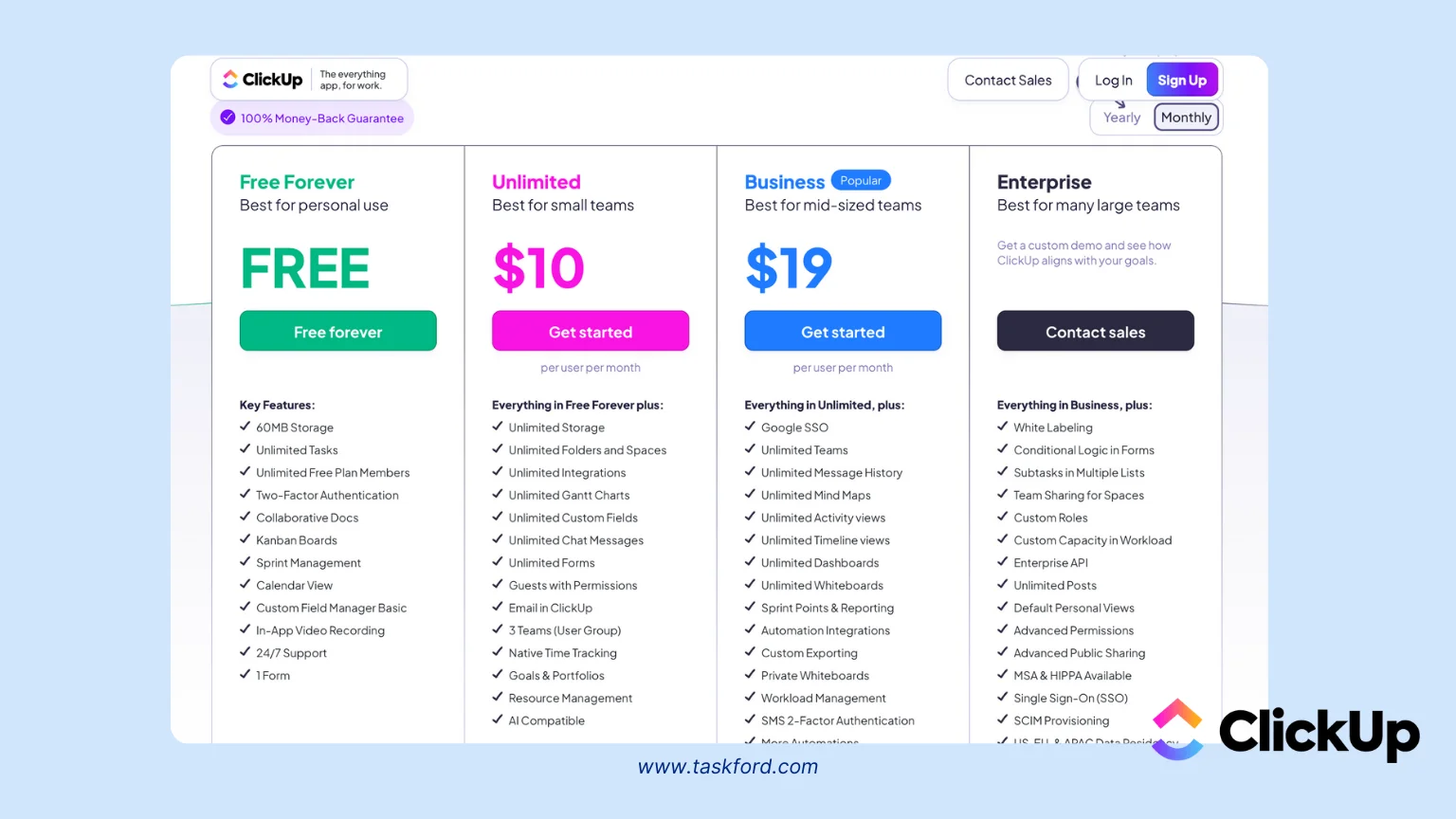 clickup pricing