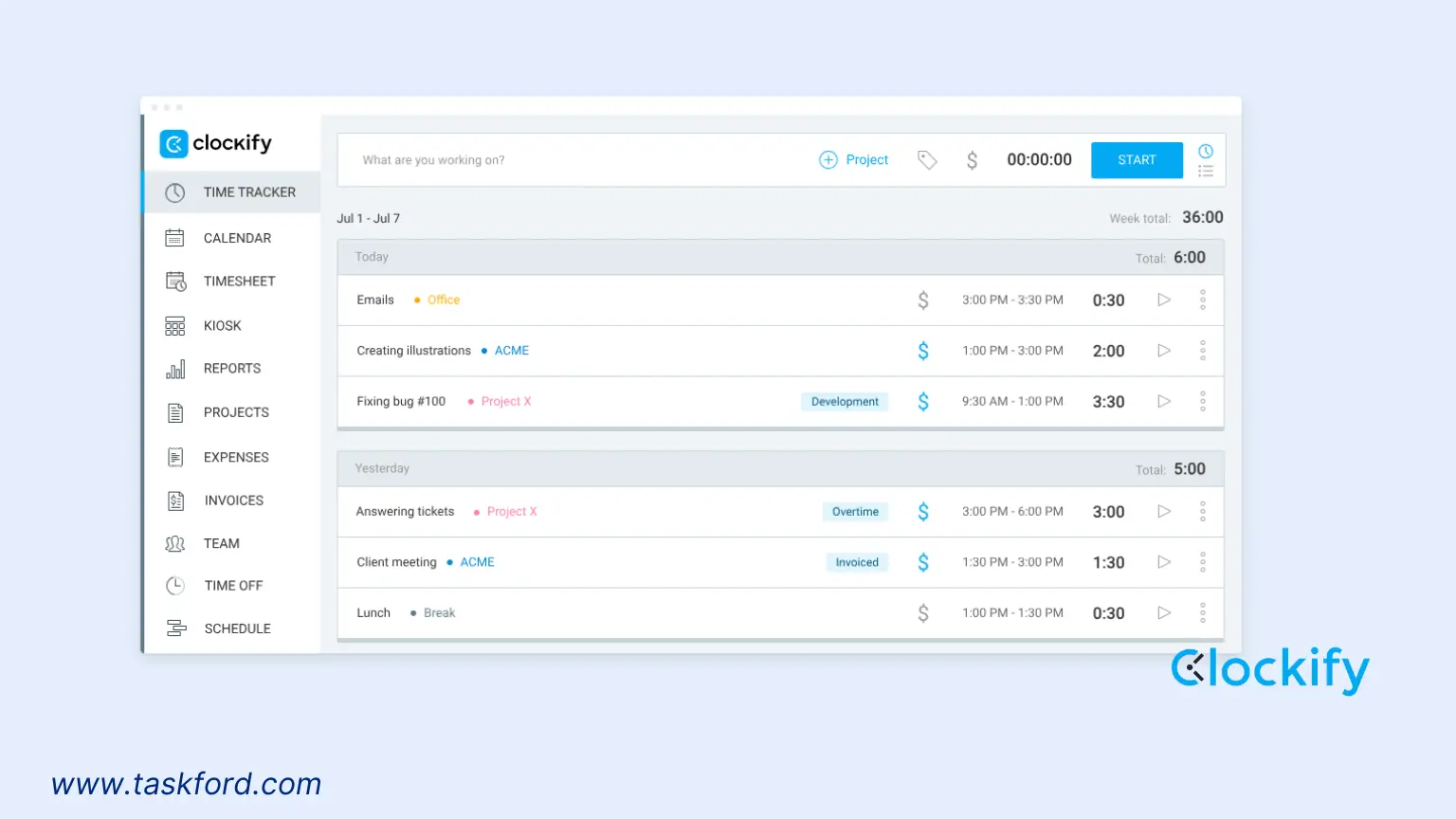 Time Tracking App For Contractors - Clockify
