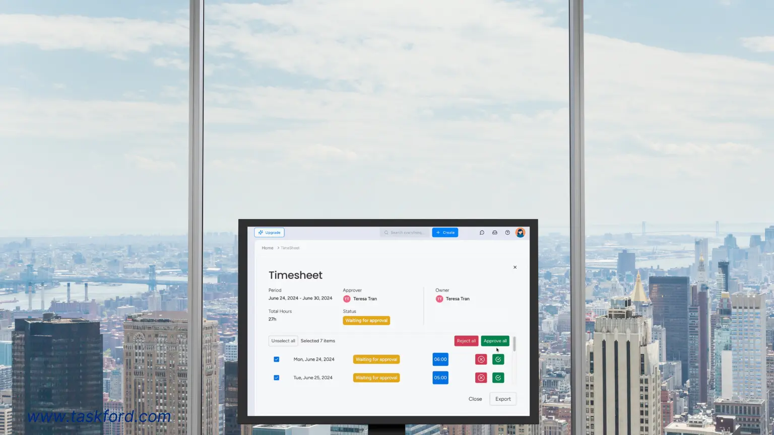 Construction time tracking app - TaskFord