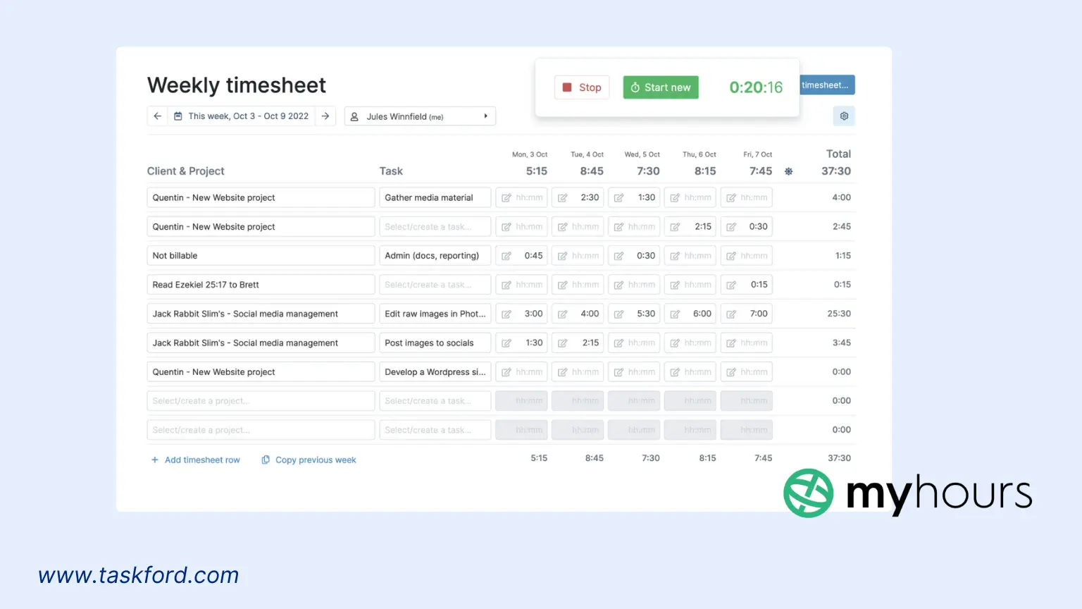 Free Time Tracking Apps For Freelancers - My Hours