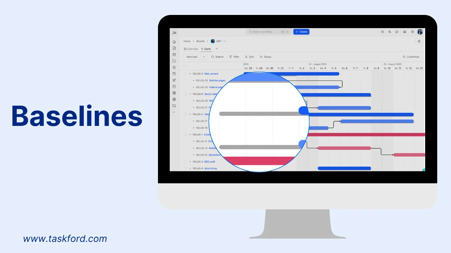 Baseline in Gantt chart