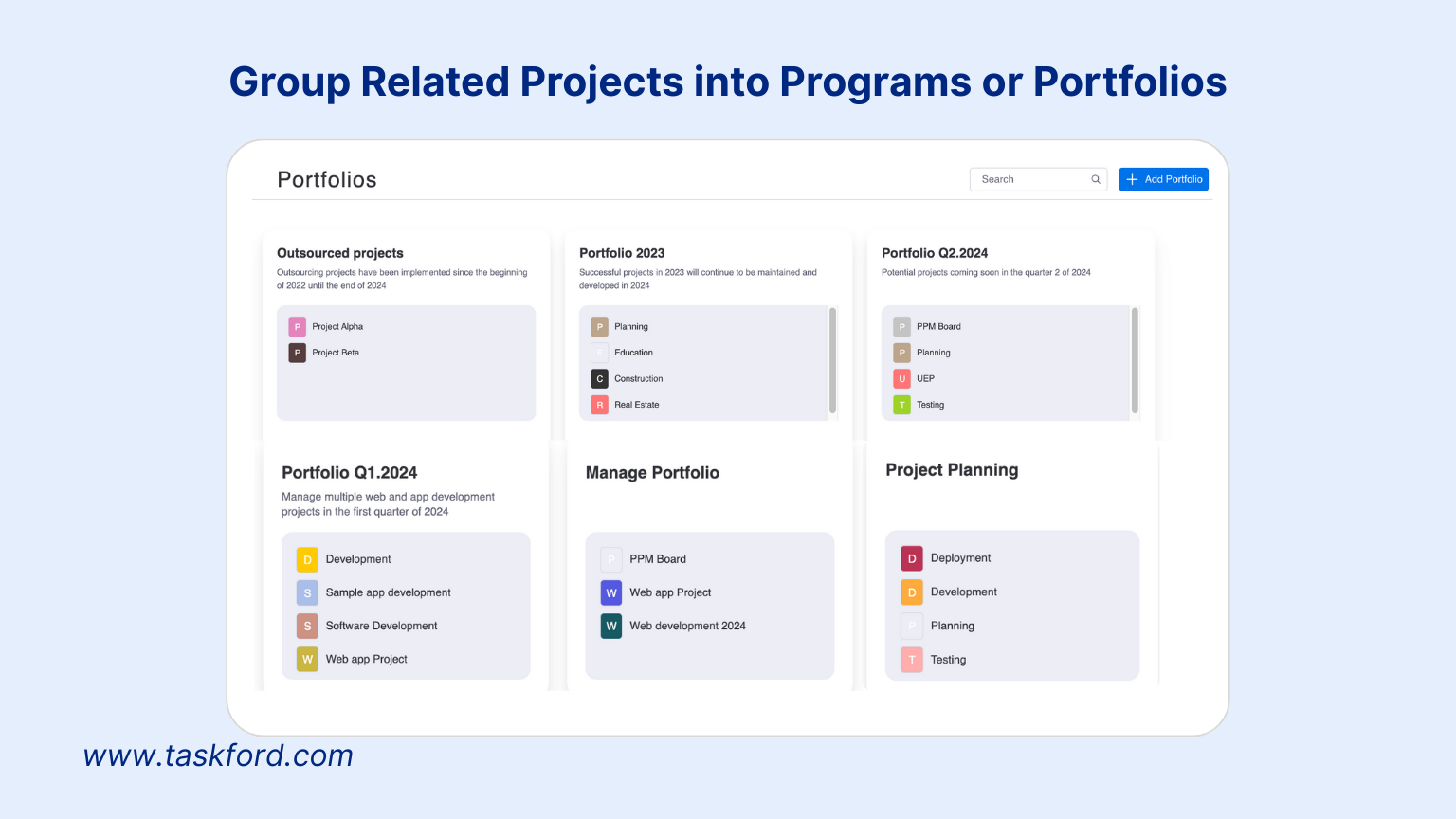 Group Multiple Projects into Programs to Create Gantt Chart