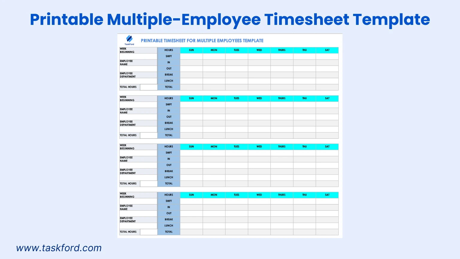 Multiple Employee Timesheet Template