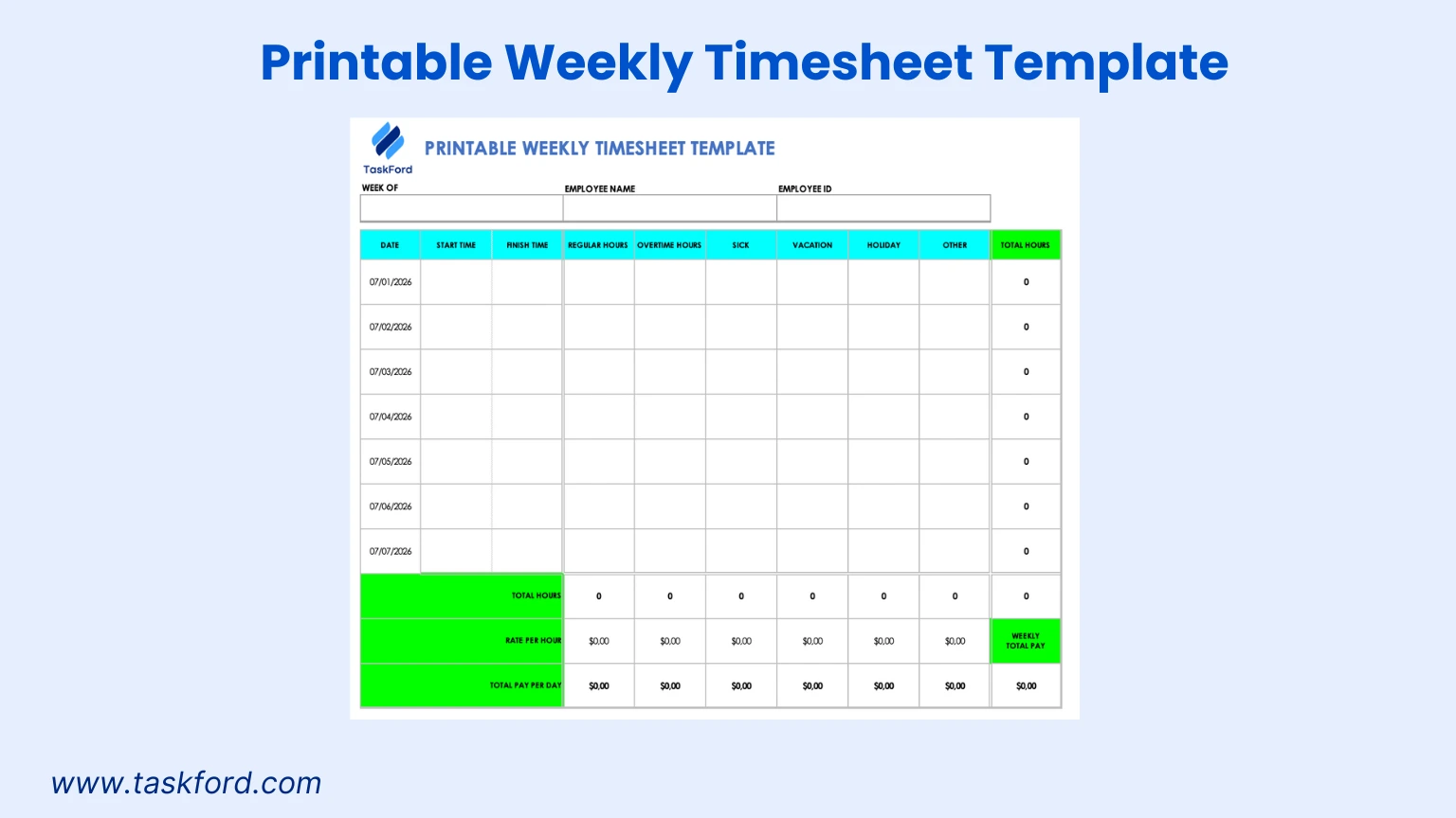 Weekly Timesheet Template