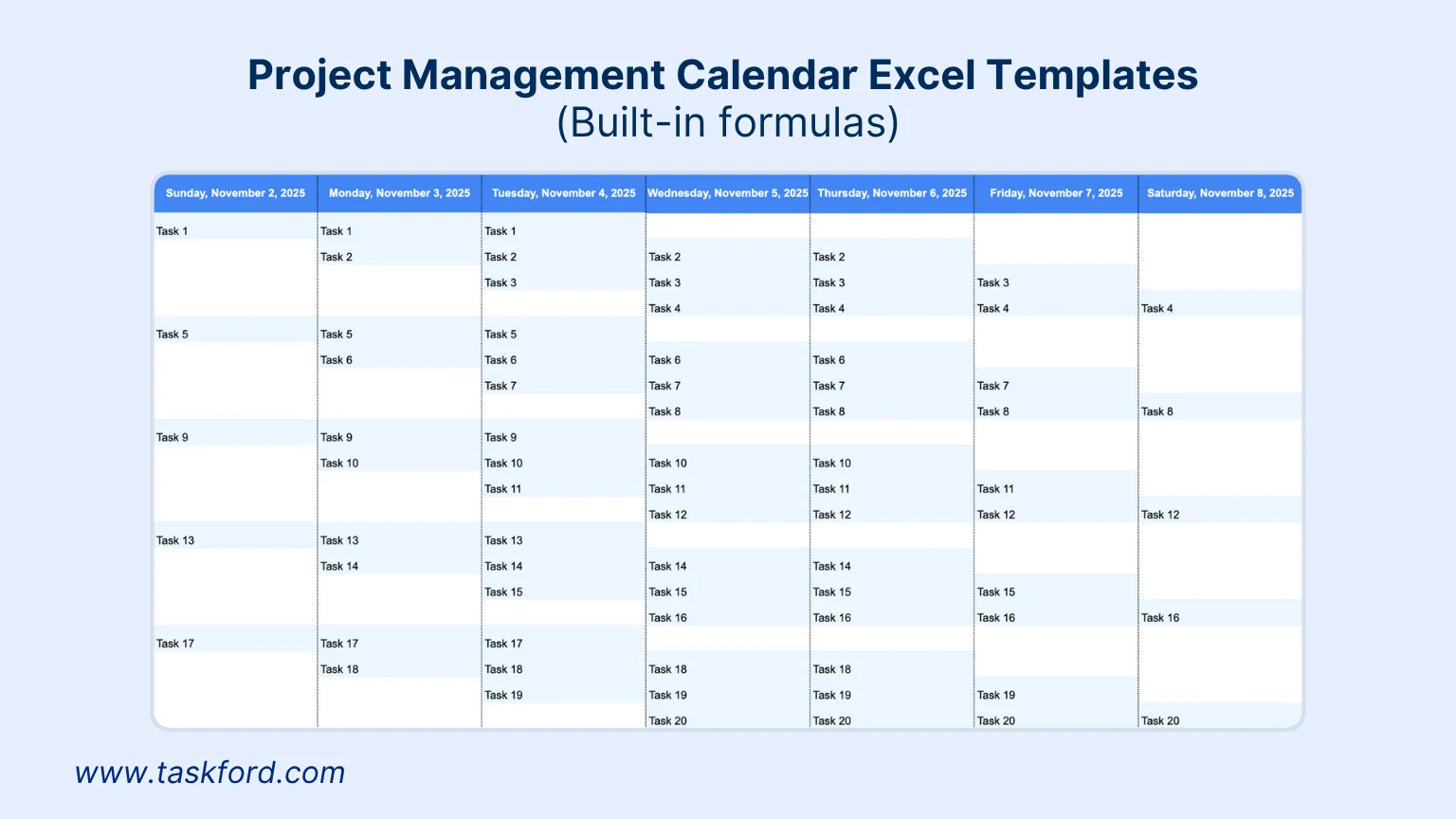 Project Management Calendar Excel Template Project Management Calendar Excel Template