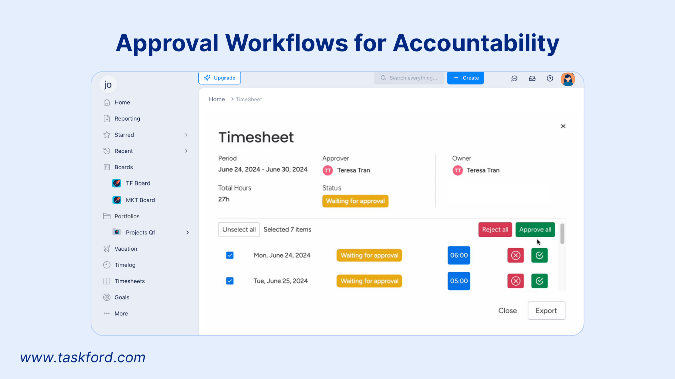 Project Management Software with TimeSheet Approval Workflows