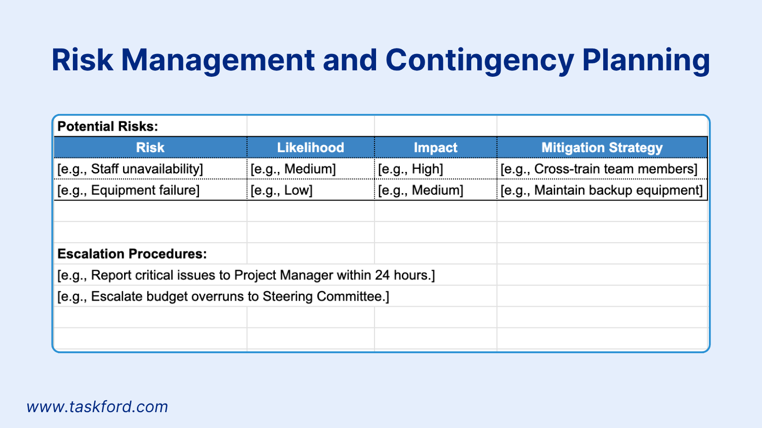 Risk Management and Contingency Planning