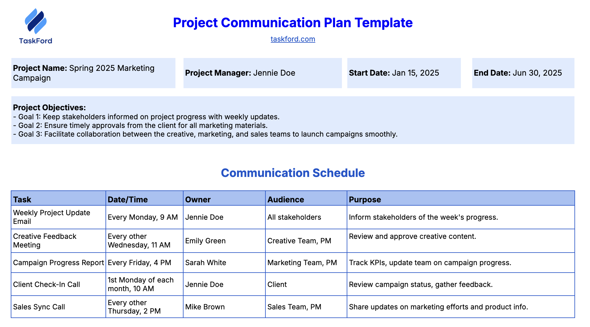 Free Project Communication Plan Template