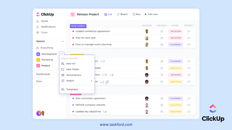 Task Creation in Clickup