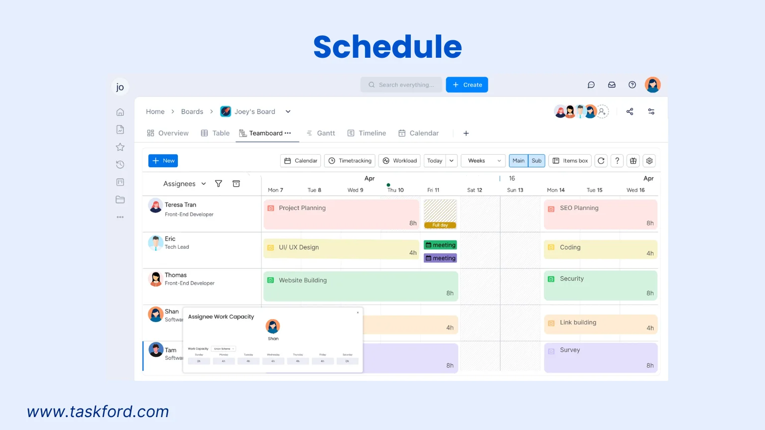 TaskFord's Schedule