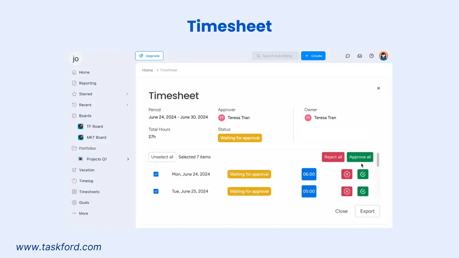 TaskFord's Timesheet