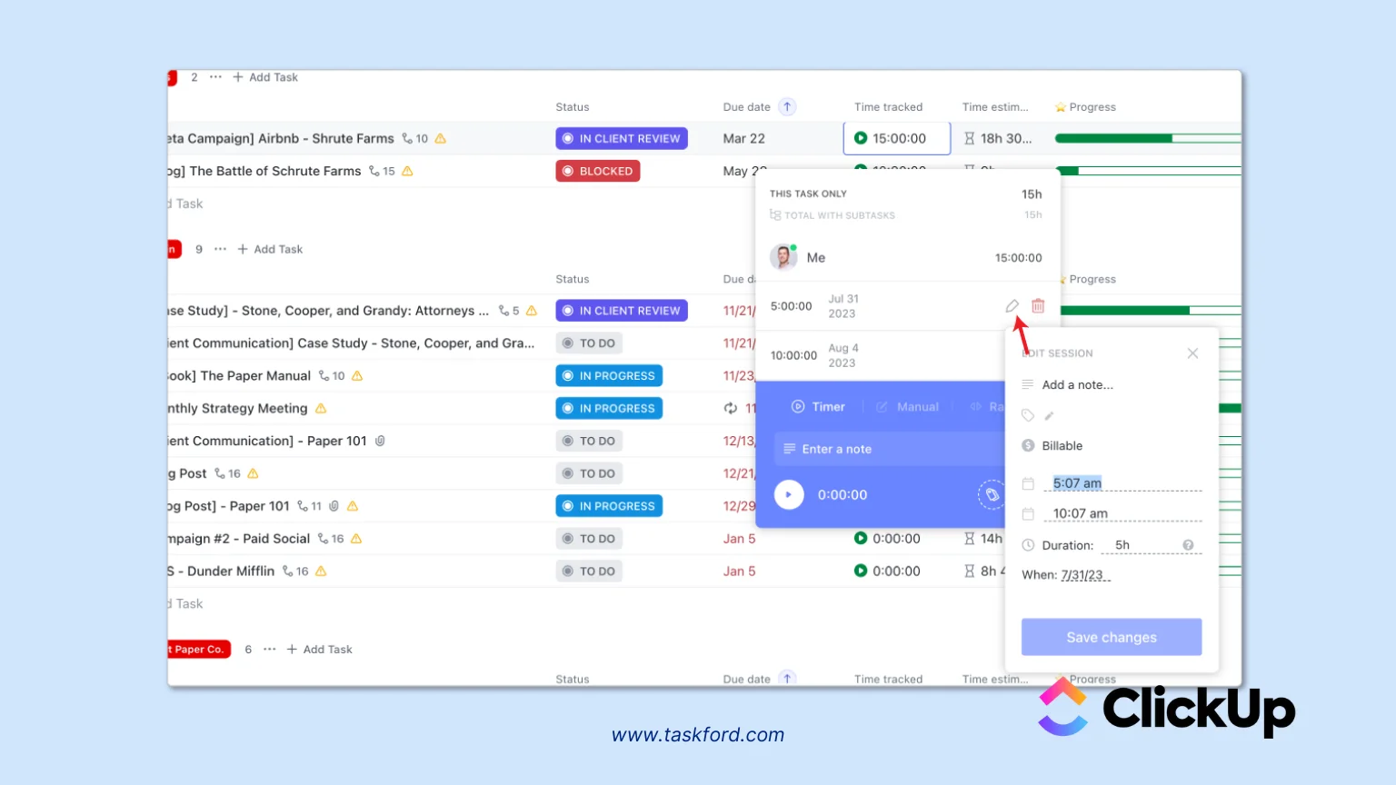 clickup time tracking