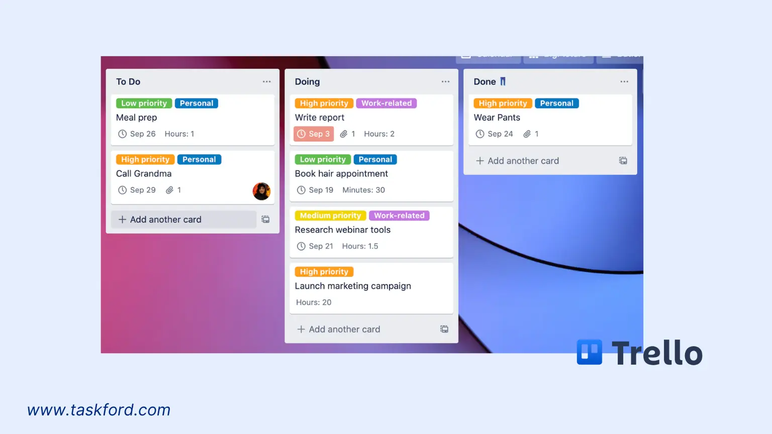 Work Task Tracker - Trello