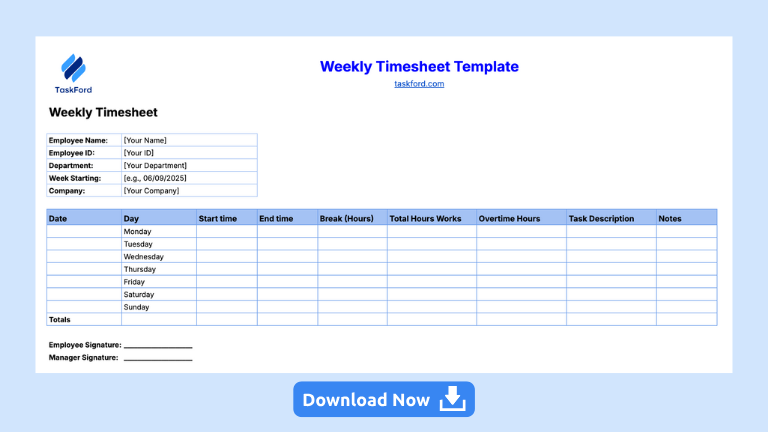 Download Your Free Weekly Timesheet Templates